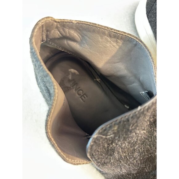 Vince Slip-On Mid Top Sneakers Black Gray Calf Hair Wool Shoes Womens 8 - Picture 4 of 5